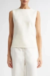 Fforme Ames Sleeveless Stretch Silk Top In Off White