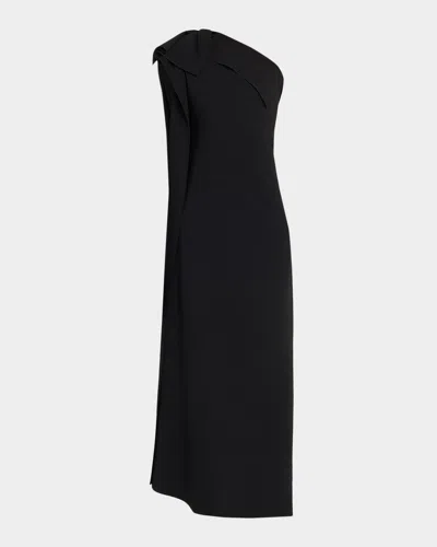 Fforme Andie Asymmetric Column Gown In Black
