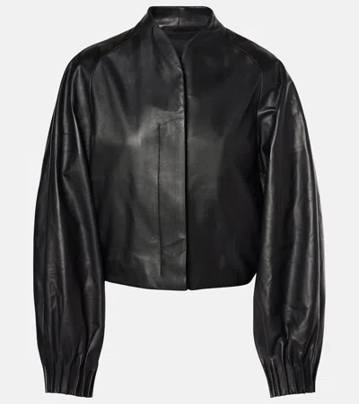 Fforme Aram Cropped Leather Jacket In Black