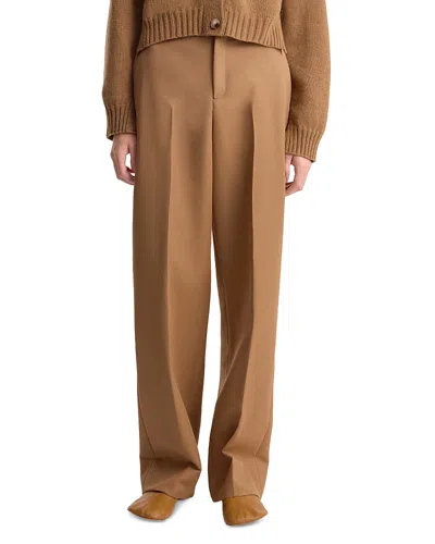 Fforme Aris Wool Tailored Wide Leg Trousers In Brown
