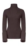 Fforme Astrid Ribbed Wool Sweater In Brown