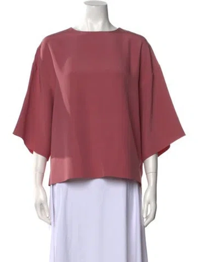 Pre-owned Fforme Bateau Neckline Three-quarter Sleeve Blouse In Pink