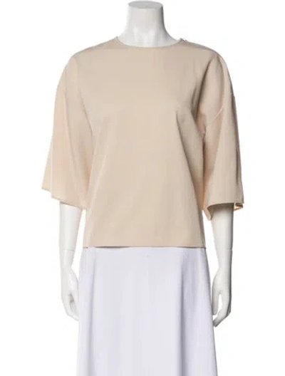 Pre-owned Fforme Bateau Neckline Three-quarter Sleeve Top In Neutral