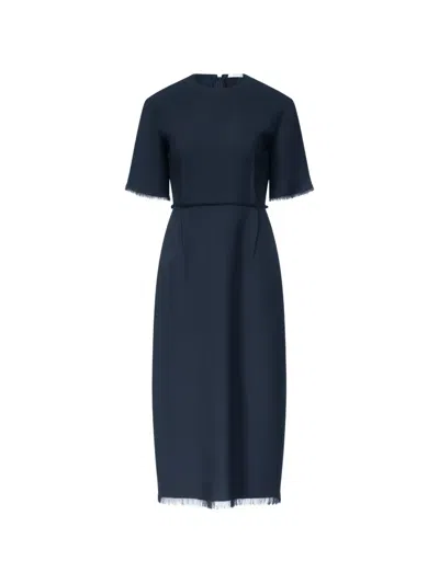 Fforme Brooke Frayed-edge Midi Dress In Blue