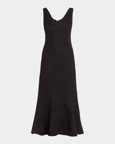 Fforme Cary Sleeveless Poplin Midi Trumpet Dress In Black