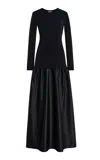 Fforme Catrin Flared Satin Dress In Black