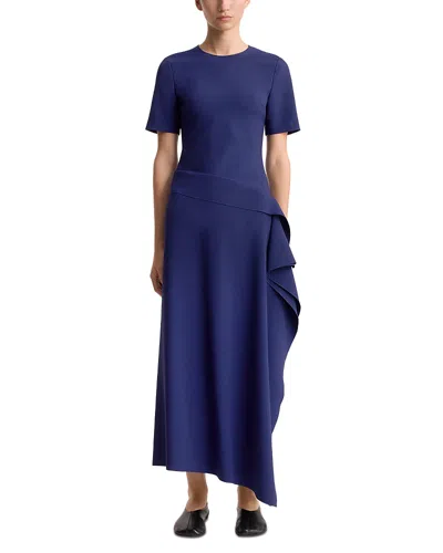 Fforme Chloe Asymmetric Draped Skirt Dress In Blue