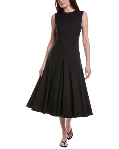 Fforme Colette Flared Godet Dress In Black