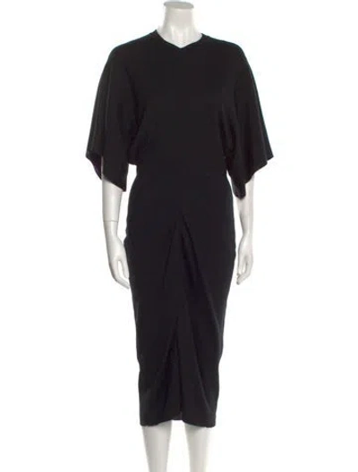 Pre-owned Fforme Crew Neck Long Dress In Black