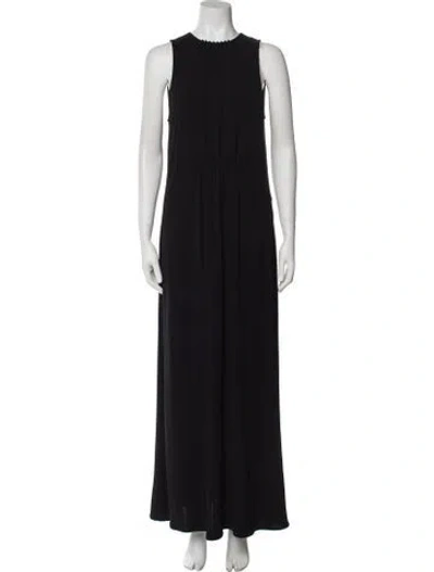Pre-owned Fforme Crew Neck Long Dress In Black