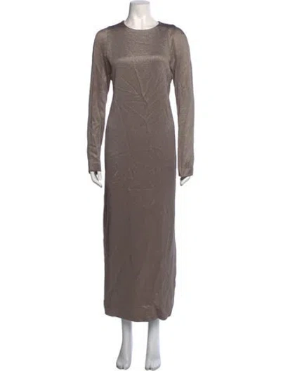 Pre-owned Fforme Crew Neck Long Dress In Grey