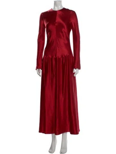 Pre-owned Fforme Crew Neck Long Dress In Red