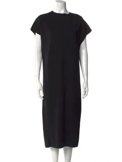 Pre-owned Fforme Crew Neck Midi Length Dress In Black