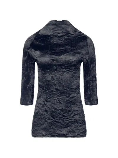 Fforme Dahlia Crinkled Plissé Blouse In Black