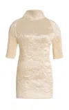 Fforme Dahlia Crinkled Satin Top In Gold