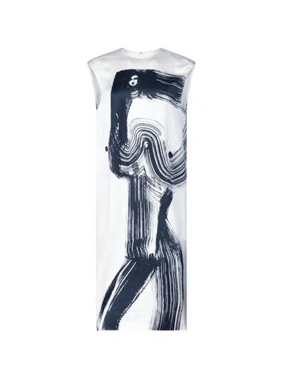 Fforme Dani Graphic-print Midi Dress In White