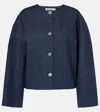 Fforme Dev Cropped Denim Jacket In Blue