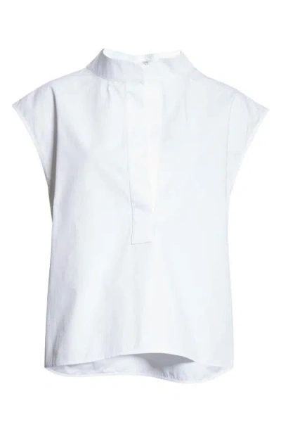 Fforme Dores Cap Sleeve Cotton Tunic Shirt In White