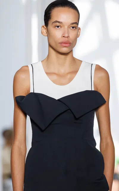 Fforme Eilwen Tailored Cotton-silk Top In Blue