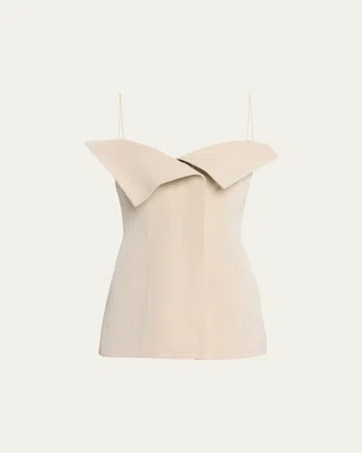Fforme Eilwen Tailored Linen-blend Sleeveless Top In Brown