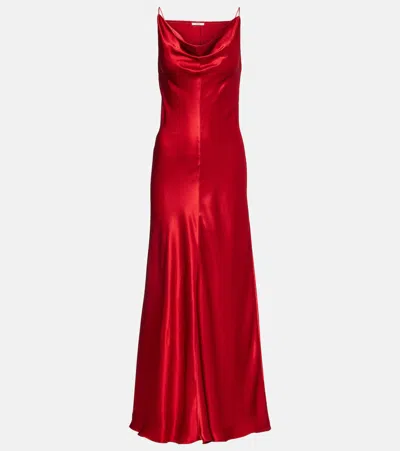 Fforme Emi Satin Maxi Dress In Red