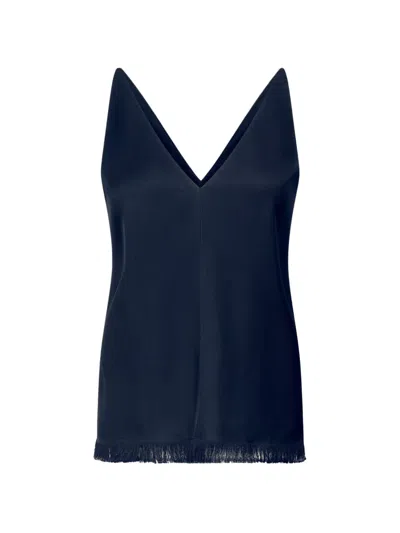 Fforme Emory Fringe-trim Blouse In Blue