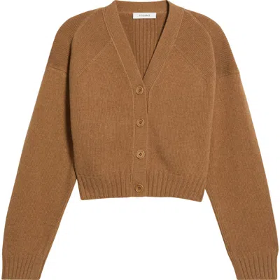 Fforme Enika Crop Wool & Cashmere Cardigan In Camel Melange