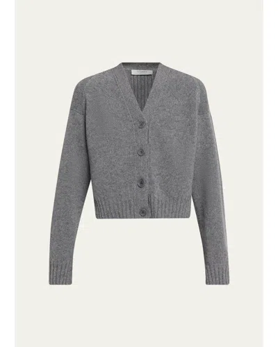 Fforme Enika Cropped Wool-cashmere Cardigan In Gray