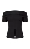 Fforme Faye Sculpted Cotton-blend Knit Top In Black