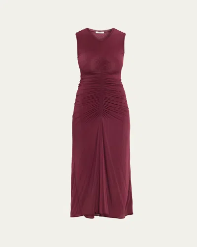 Fforme Gisela Sleeveless Ruched Jersey Dress In Burgundy