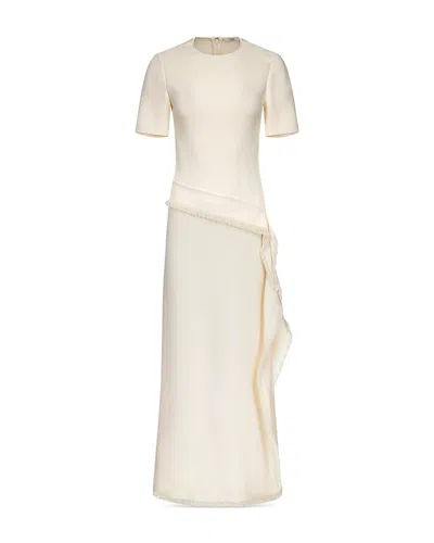 Fforme Jaune Asymmetric Frayed Hem Dress In White