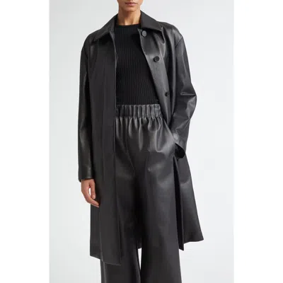 Fforme Joss Lambskin Leather Coat In Black