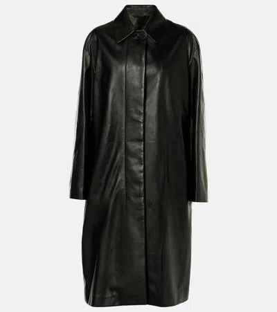 Fforme Joss Leather Coat In Black