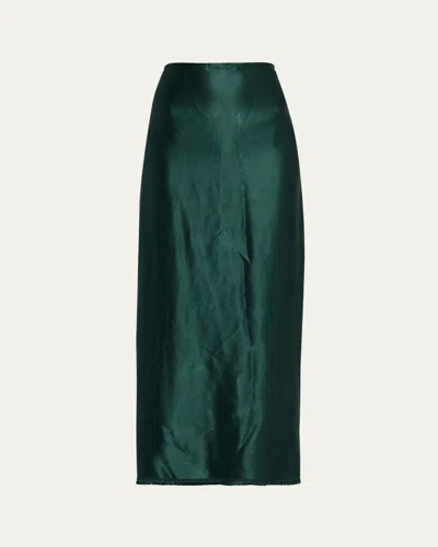 Fforme Jovie Seamless Satin Maxiskirt In Evergreen