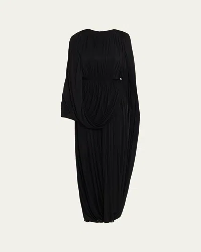 Fforme Kahlo Assymetric Draped Loop Jersey Dress In Black
