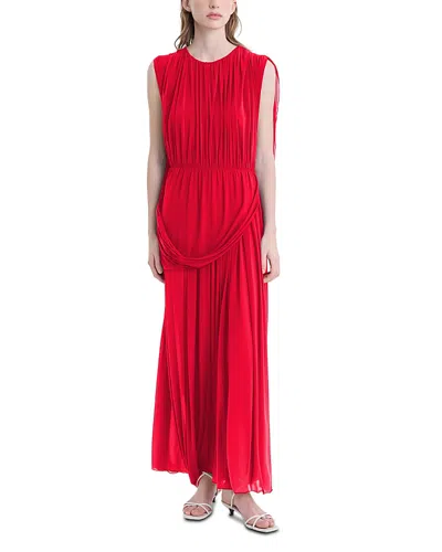 Fforme Kahlo Asymmetric Draped Loop Jersey Dress In Red