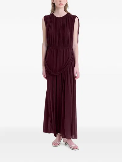 Fforme Kahlo Draped Pleated Dress In Red