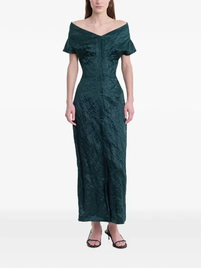 Fforme Kaley Crinkled-finish Dress In Green
