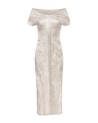 Fforme Kaley Paneled Off The Shoulder Dress In Neutral