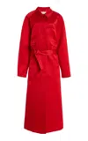 Fforme Koharu Satin Car Coat In Red