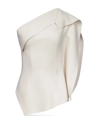 Fforme Lavinia Asymmetric One Shoulder Top In White