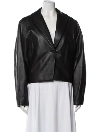 Pre-owned Fforme Leather Blazer W/ Tags In Black