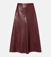 Fforme Leather Midi Skirt In Brown