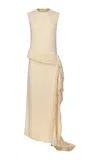 Fforme Lennart Frayed Edge Crepe Dress In Brown