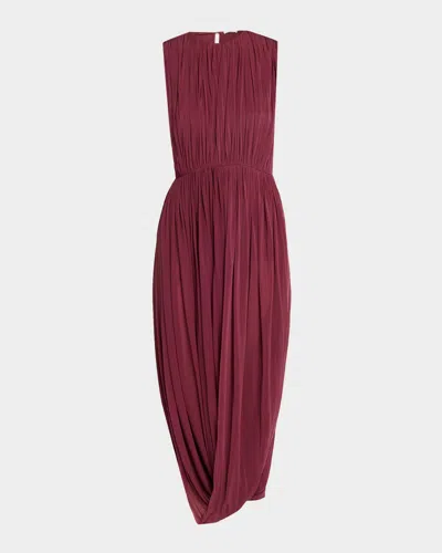 Fforme Leonora Sleeveless Draped Crepe Jersey Midi Dress In Deep Borde