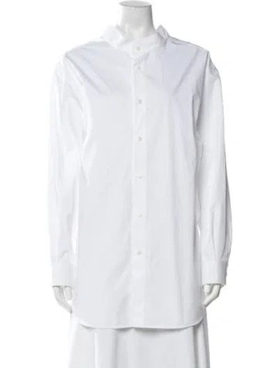 Pre-owned Fforme Long Sleeve Button-up Top In White