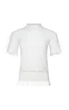 Fforme Lorna Fringed-edge Short-sleeve Knit Top In White