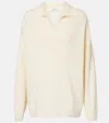 Fforme Louise Ribbed Merino Wool And Cashmere-blend Polo Sweater In White