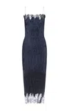 Fforme Lumi Lace-detailed Pleated Dress In Blue