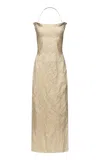 Fforme Maisie Sculpted Cotton-blend Column Dress In Neutral